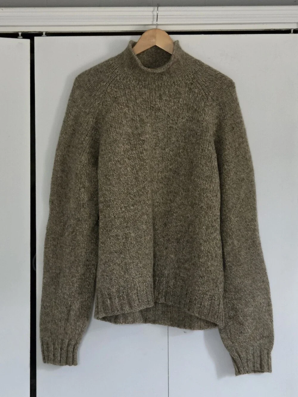Abercrombie & Fitch Wool Taupe Mock Neck Knit Sweater